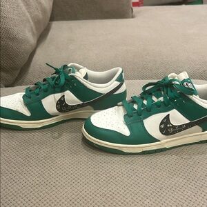 Nike Green and White scratch off dunks